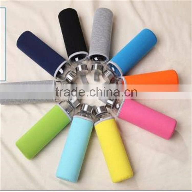 Top Level Quality Stylish Environmental Borosilicate Glass Water Bottle with Colorful Sleeve 280ml/360ml/550ml