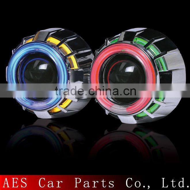 HOT!!Automobile&motorcycle projector headlight with angel eye,car double angel eye projector headlights