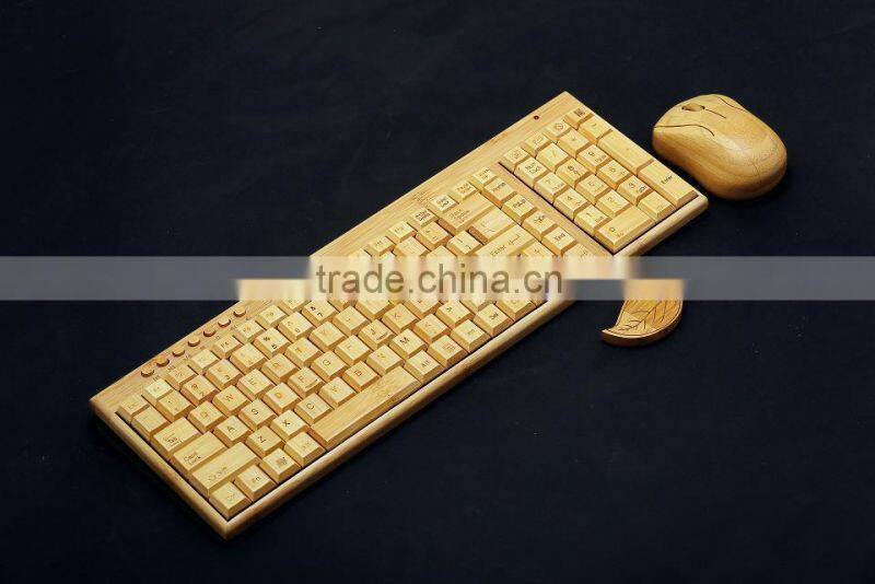 New Arrival Professional Bamboo & Wood Mechanical Keyboard wireless stylem, full set computer accessories