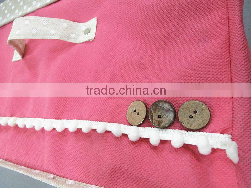 Non-woven fabric pure color printing storage box with lid covered pink