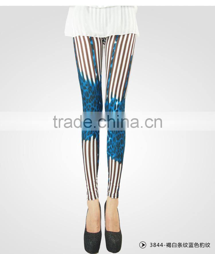 Women`s Striped Leopard Print Slim leg Footless Ladies Leggings