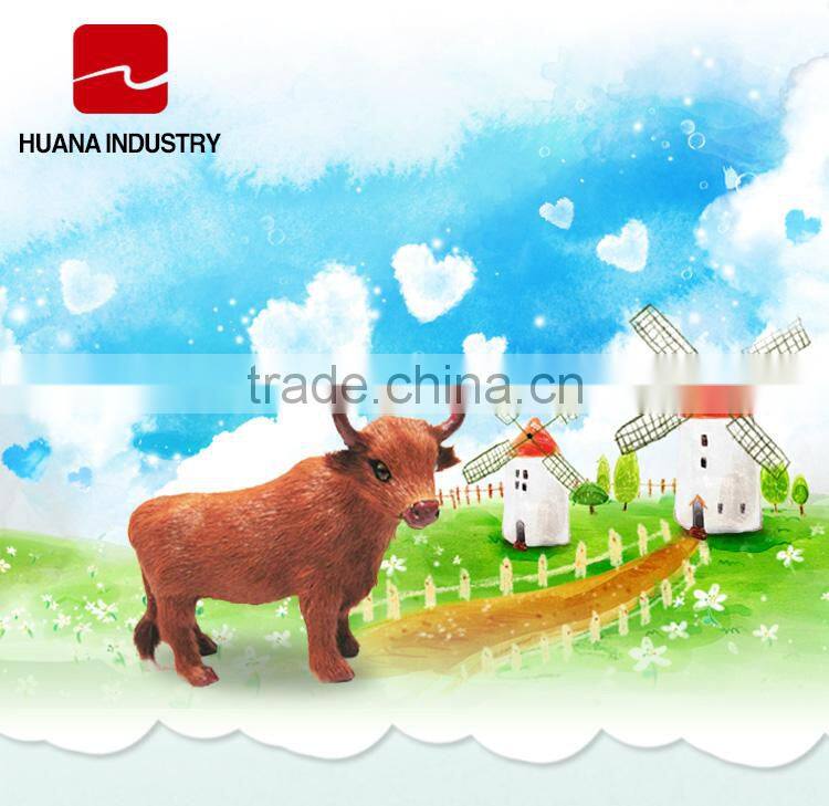 Unique Gift Realistic Farm Animal Fur Covered Plastic Cow Figurine