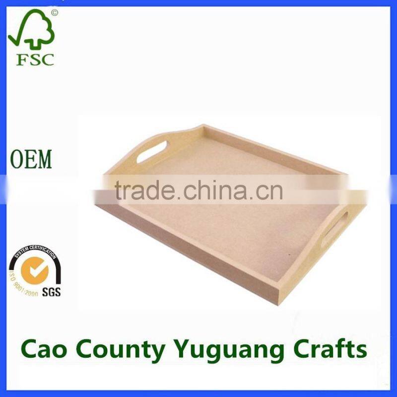 2017 Cheap Design Small Wooden Serving Tray, Solid Wood Food Tray