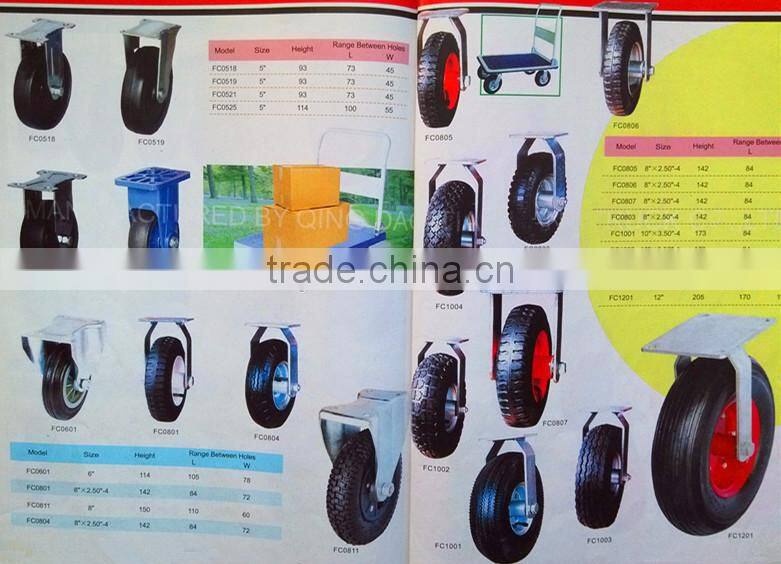 Manufacturer's high quality trundles 3''-12'' Rigid caster Rubber caster wheel for hand carts Truckle of platform trolley