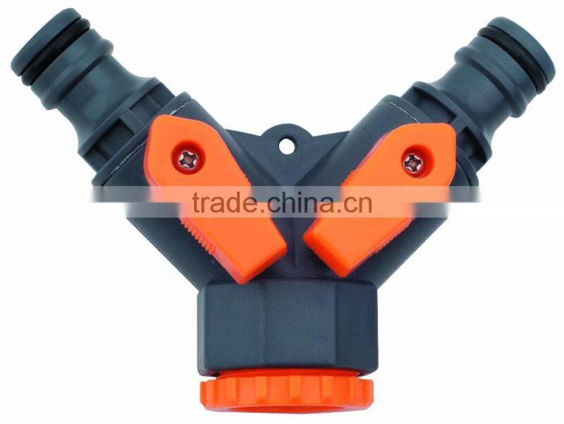 New- style garden hose 2 way connector