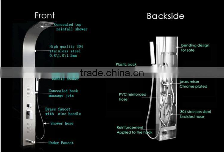 Best Selling 304 Brushed Stainless Steel Shower Panel with Jets