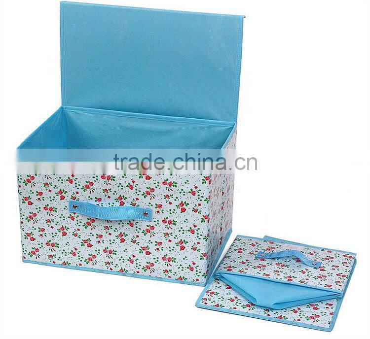 little floral printed non woven fabric storage box case 2 in 1 set of 2