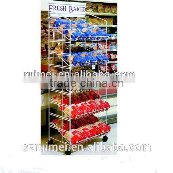 Customized movable metal bread display rack