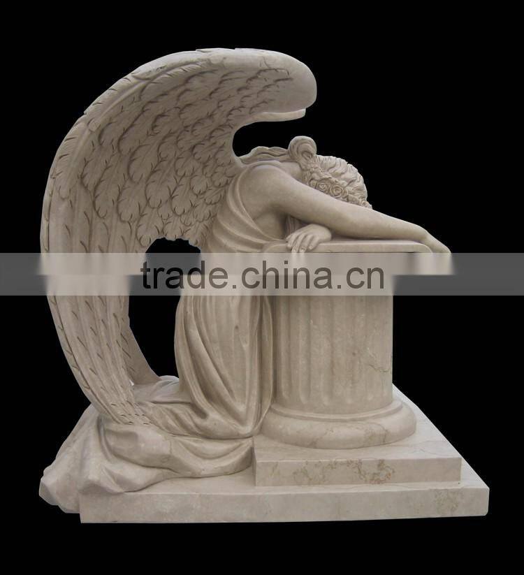 Western Style Marble Weeping Angel Memorial Headstone