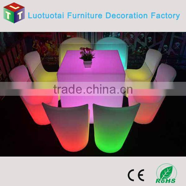 Waterproof PE plastic illuminated led bar chairs stool for wedding and event