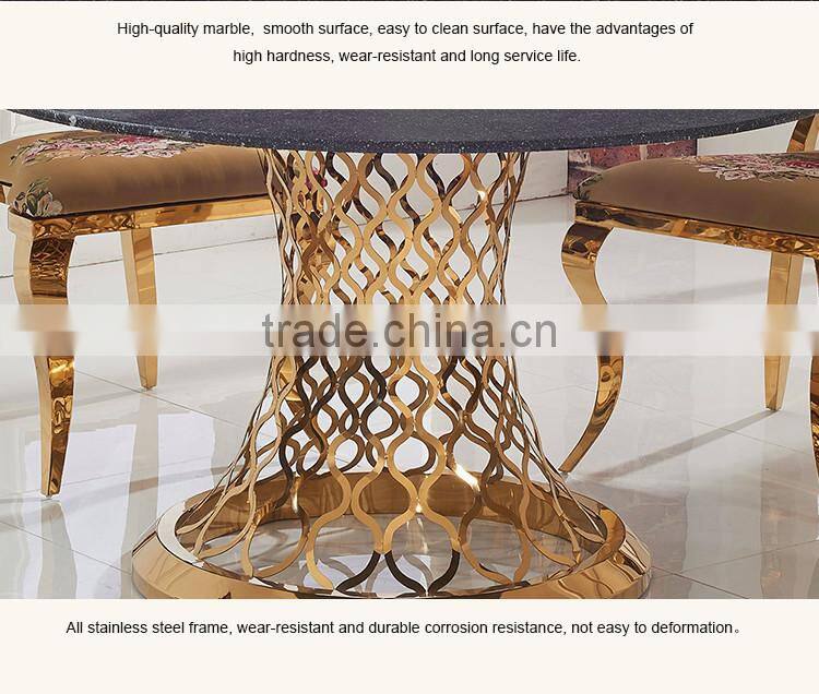 TH404 Black round marble stainless steel modern dining table