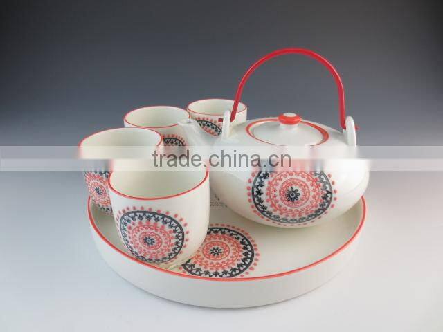 Eco-friendly Chinese style ceramic teapot with iron handle