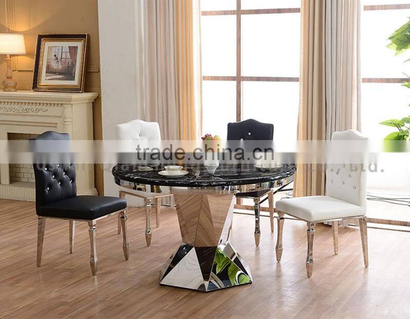 luxury granite top 48 inch round dining table with stainless steel
