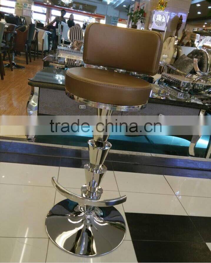 luxury design genuine leather bar high stool &Stainless steel Bar stool chair