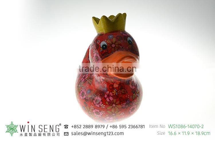 cheap coin box lovely design flower patterns duck shaped ceramic animal piggy bank