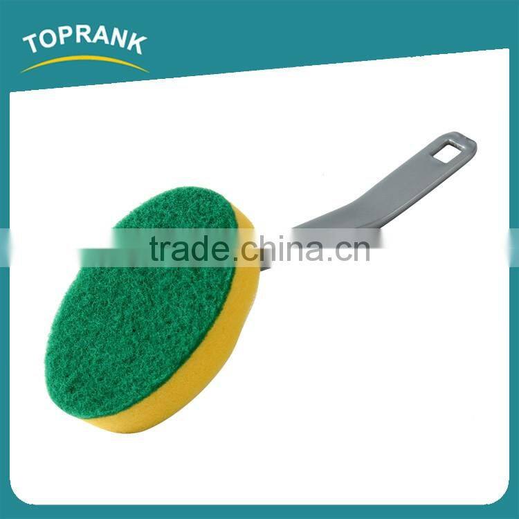Toprank Eco Friendly Household Cleaning Tools Long Handle Cleaning Sponge Brush Pan Pot Dish Scrub Green Kitchen Scouring Pad