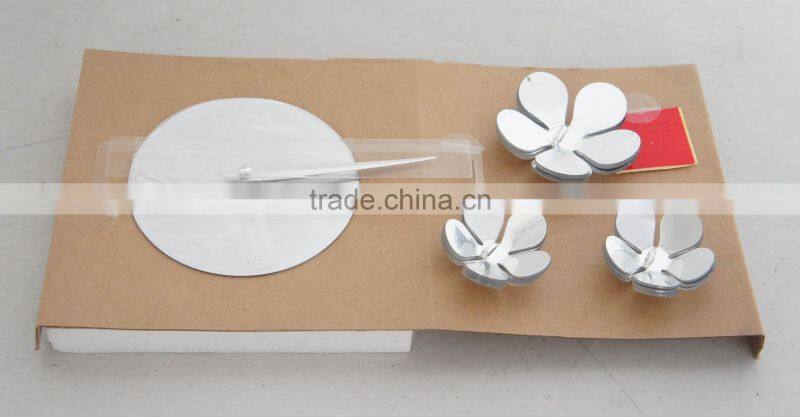 DIY 3D Flowers Mirror Sticker Wall Clock