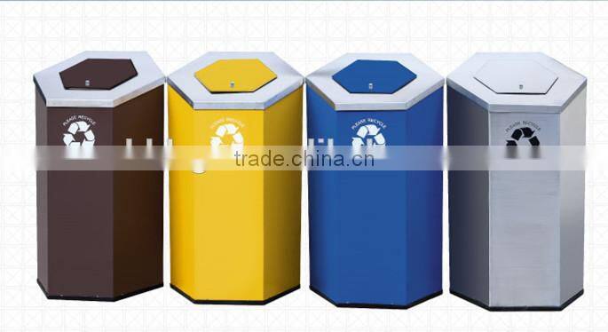Modern outdoor recycle bin metal garbage waste bin (combo)