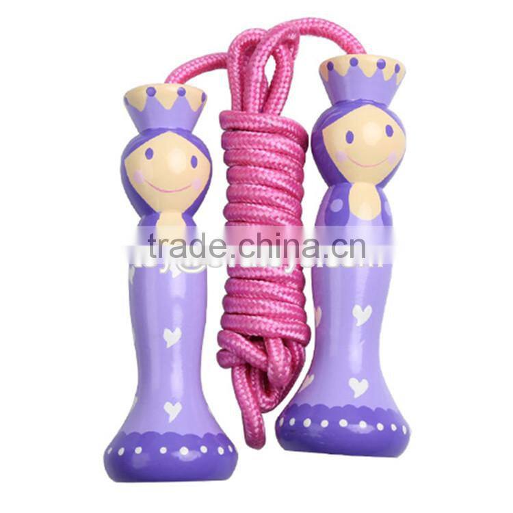 Wholesale cheap cartoon wooden multi-functional skipping jump rope for kids W01A120-S