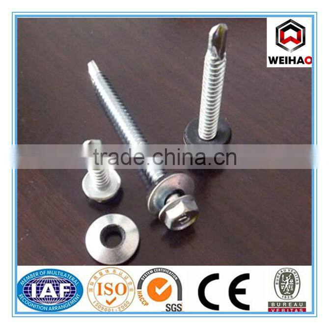 factory customized galvanized hex head self drilling screw with EPDM rubber washer