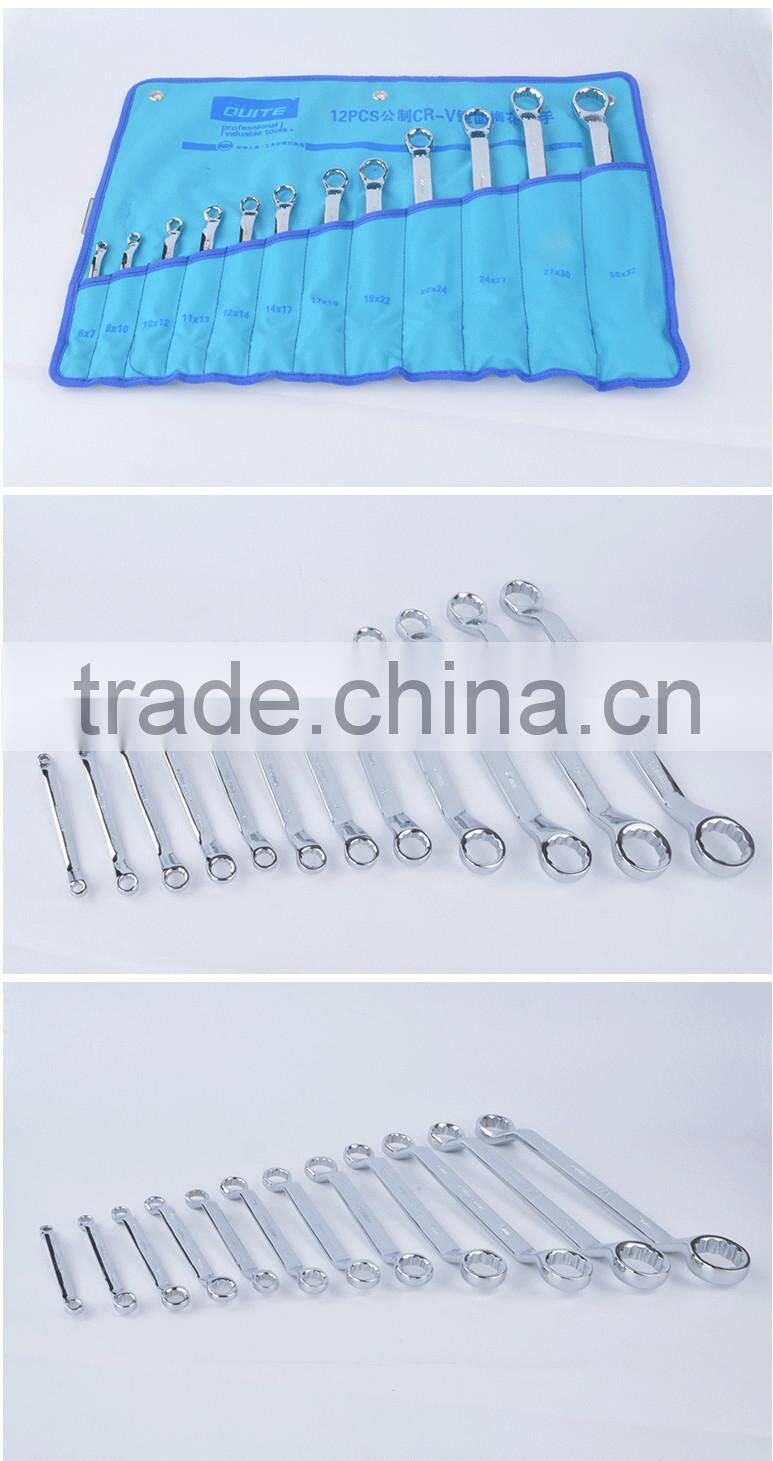 12pcs mirror surface double offset ring wrench set,12pcs anti-rust spaner wrench ring set ,12 pcs double ring wrench set