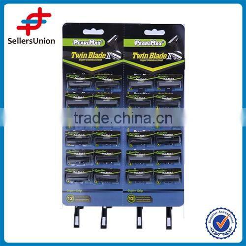 STAINLESS STEEL TWO SIDE SHAVER BLADE WITH PLASTIC HANDLE