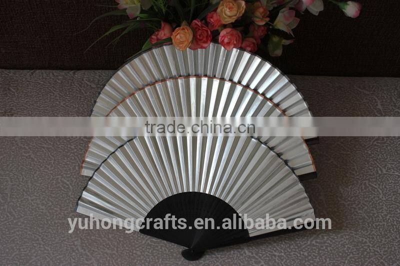Japanese Gold and silver color bamboo paper fan promotionally