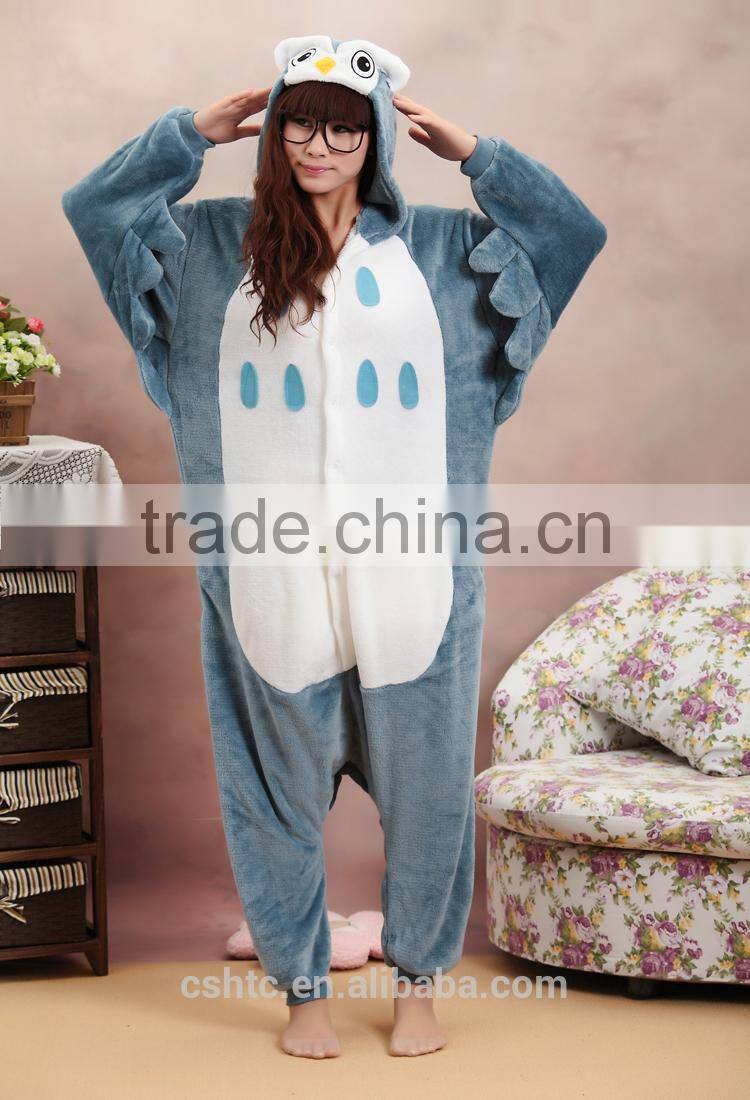 flannel cartoon adult animal jumpsuit animal pajamas jumpsuit owl design