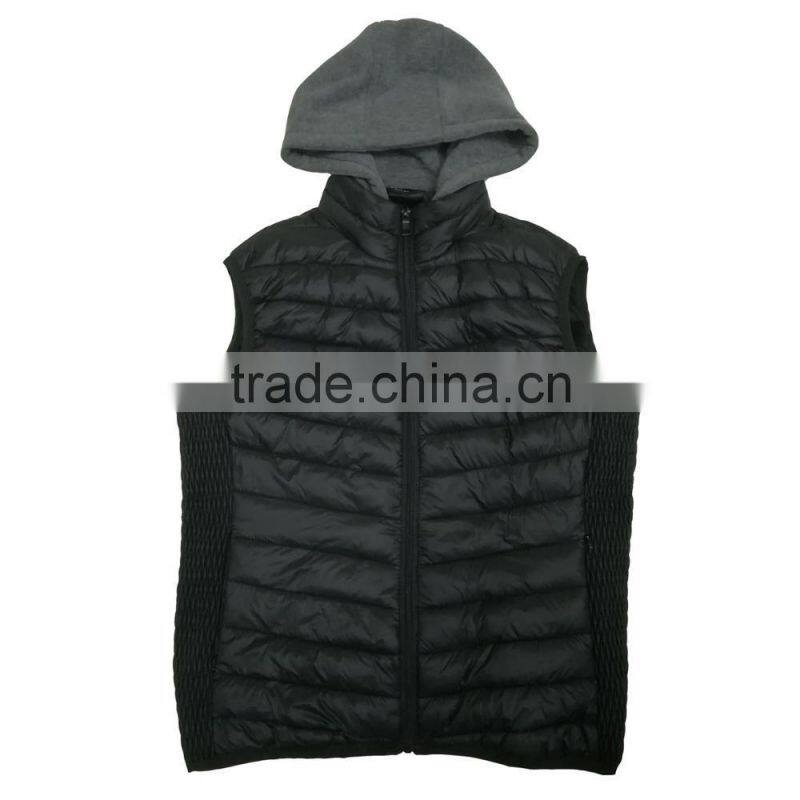 Black color nylon fuir lining women hoody vest for winter
