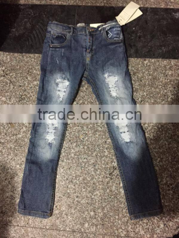 Closeout clothing girl's new model jeans manufacturers china