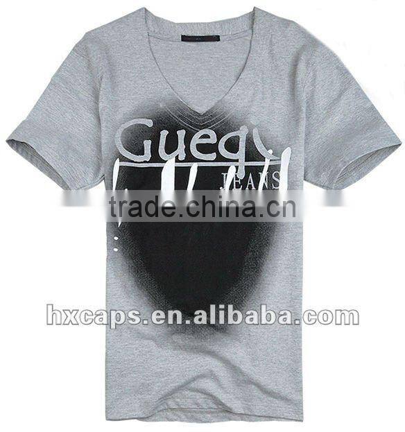 custom 100% cotton men's v-neck short sleeve T-shirt