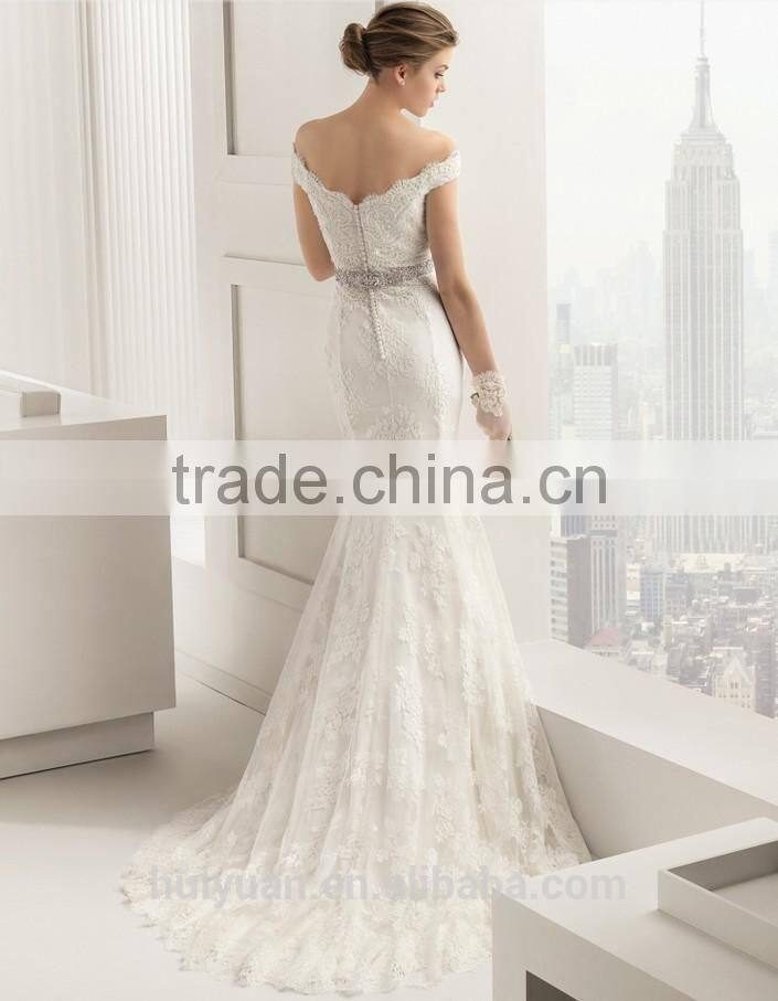 white sexy boat neck a line lace wedding receptin dress