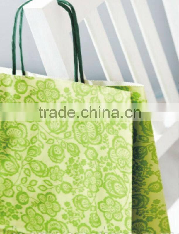 White Kraft Paper Bags printed with logo with twisted paper handles