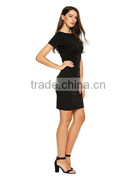 BEAUTYTALK Women's Pencil Dress Elegant Short Sleeve Casual Knee Length T-Shirt Dress