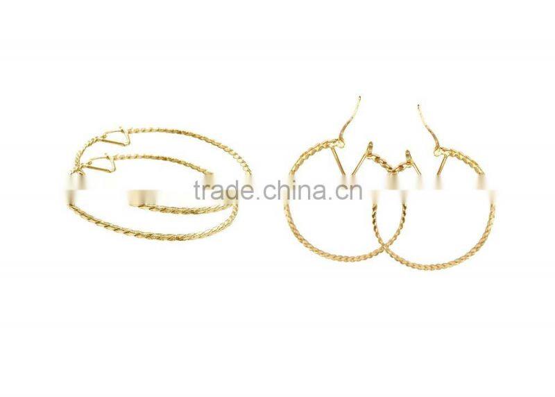 Thin Twisted Artificial Gold Plated Hoop Earrings