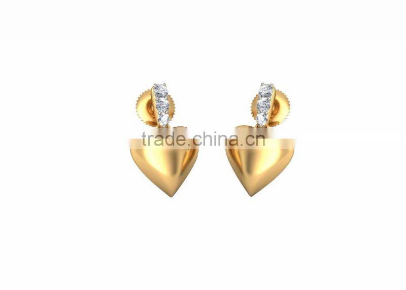 Gold Plated Fancy CZ Studded Heart Earrings