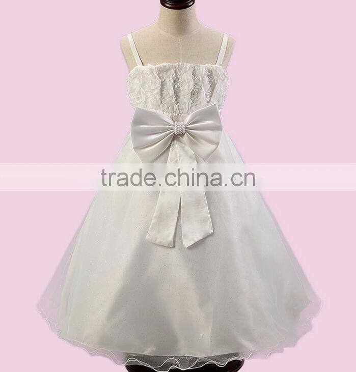 Wholesale Alibaba Wedding Party Show Beautiful Braced Skirt Flower Girl Dress Summer Spaghetti Straps Party Kid Dress