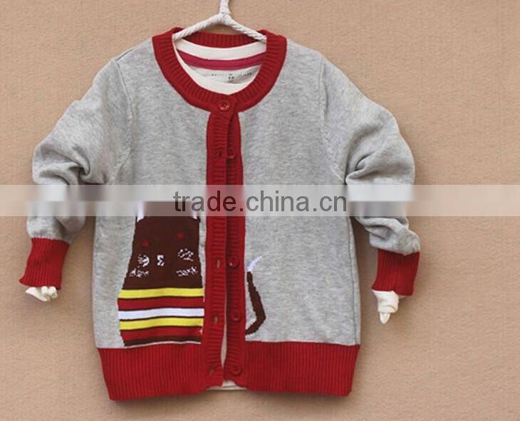 trendy unisex children anitmal cartoon pattern knitted cardigan
