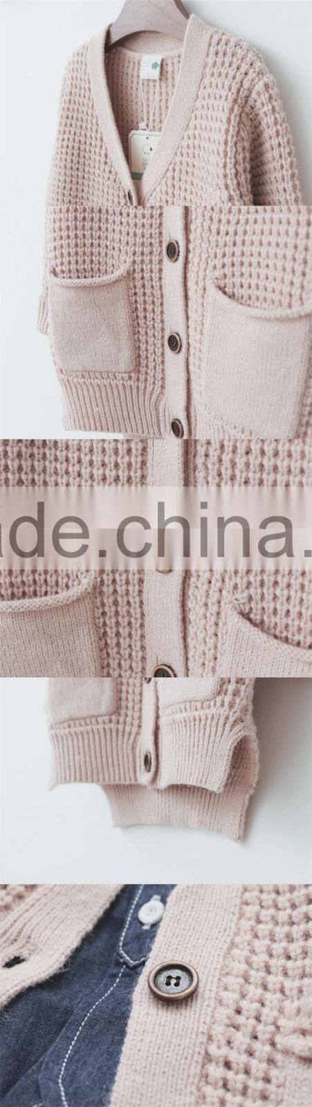 2016 Latest cardigan sweater designs kids wool handmade sweater for girls