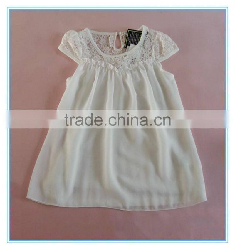 Children girls chiffon printed lace sleeve t shirt, beautiful girl t shirt, fancy gril short sleeve t shirt