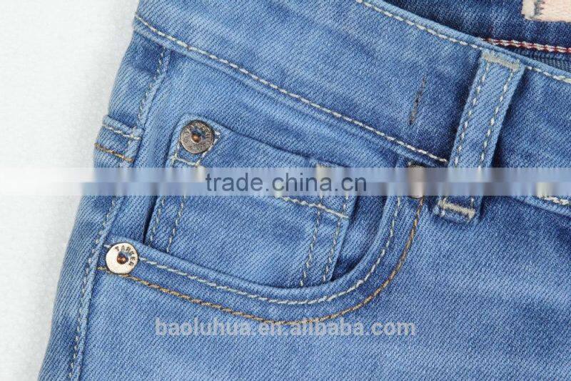 S1115K girls kid Children stretchable waistband indigo washed denim jeans