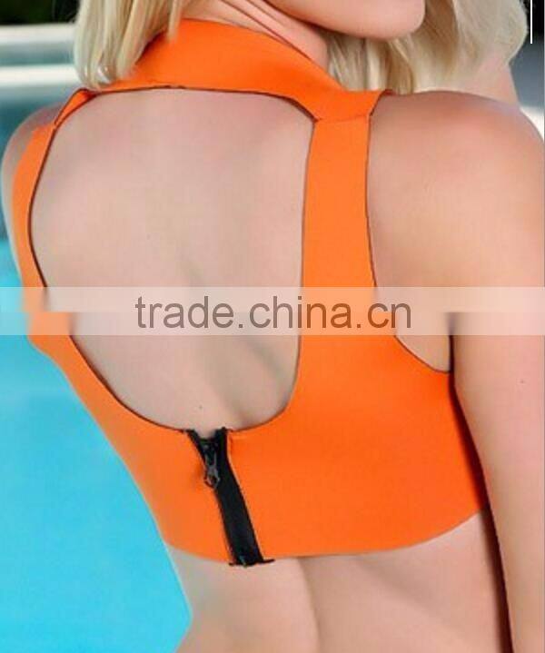 Neoprene suit bikinis woman swimwear color block swimsuit 2017