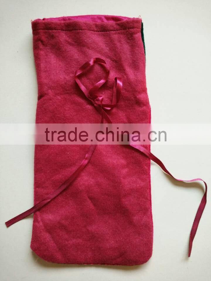 Cheap Christmas gift bag Velvet drawstring bag bottle wine bag