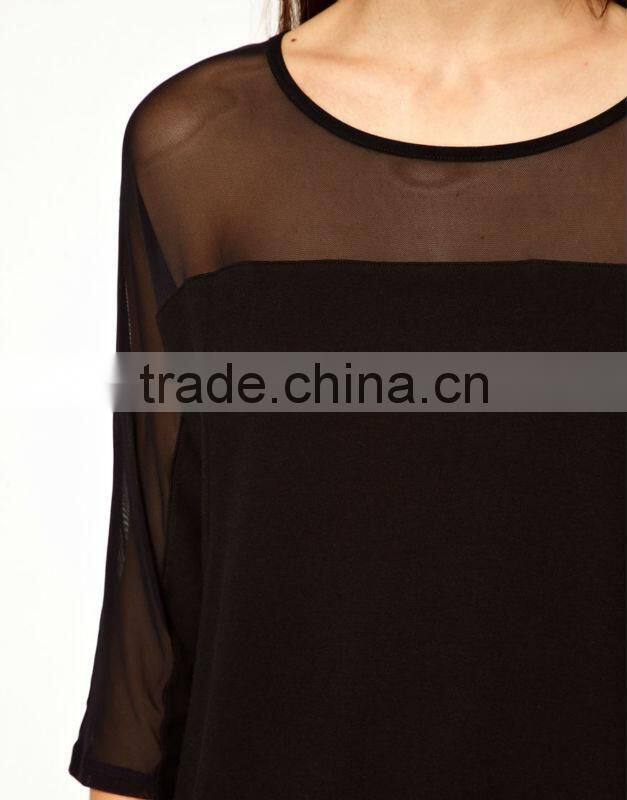 Sheer Panel Jersey Dress