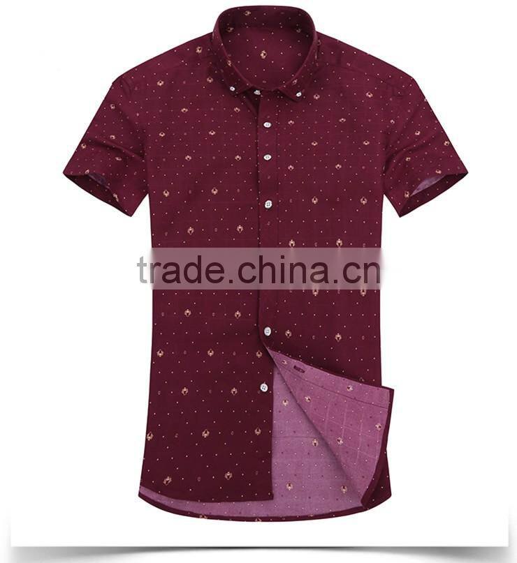 2016 NEW COLLECTION SUMMER PATTERN SHIRT SEMI-TAILORED FIT short sleeve for men