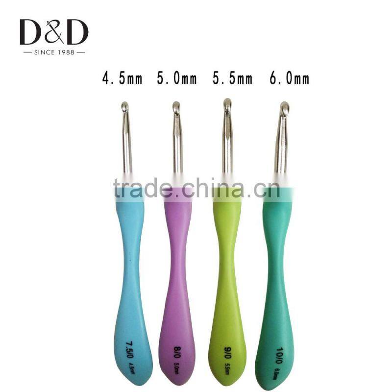 D&D Super Quality 8pcs/set Colorful Plastic Handle Aluminum Crochet Hook Knitting Needles Weave DIY Crafts Sewing Tools 8 Sizes