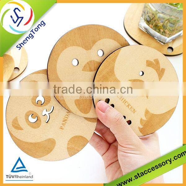 high quality cartoon wood drink coasters