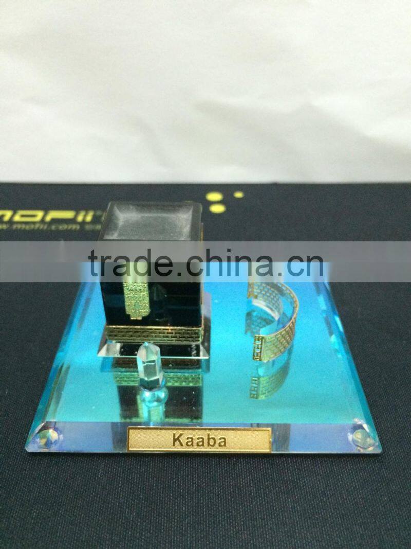 Saudi Building Black Optic Crystal Kaaba With 24K Gold Plated Metal For Muslim Souvenirs