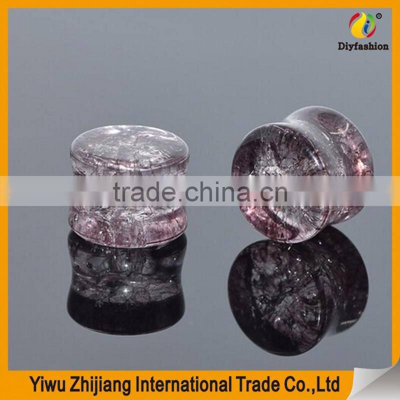 Organic Shattered Quartz Stone Sparkling Glitter Tunnels Gauges Ear Plugs Expander