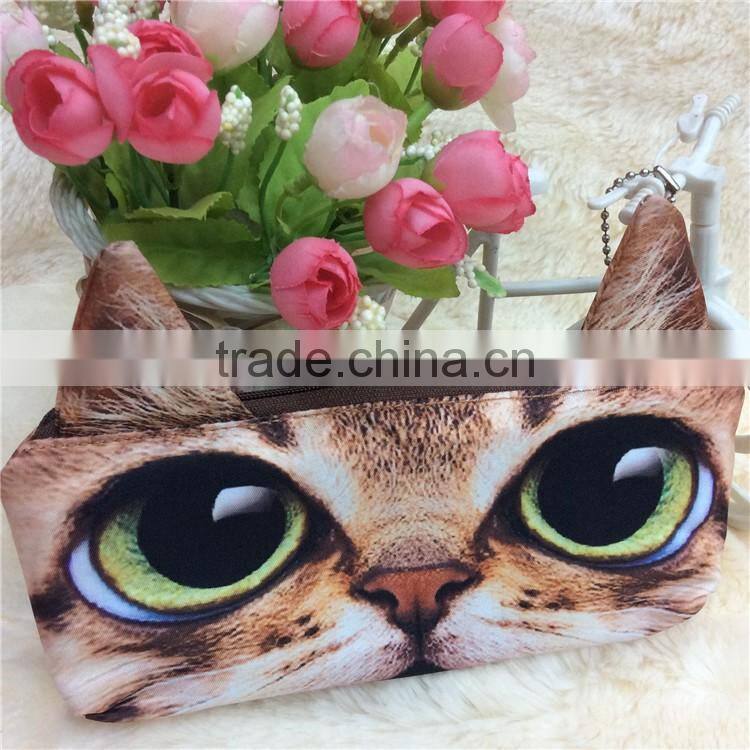 Hot sale custom 3D cool animal printed pencil bags for kids